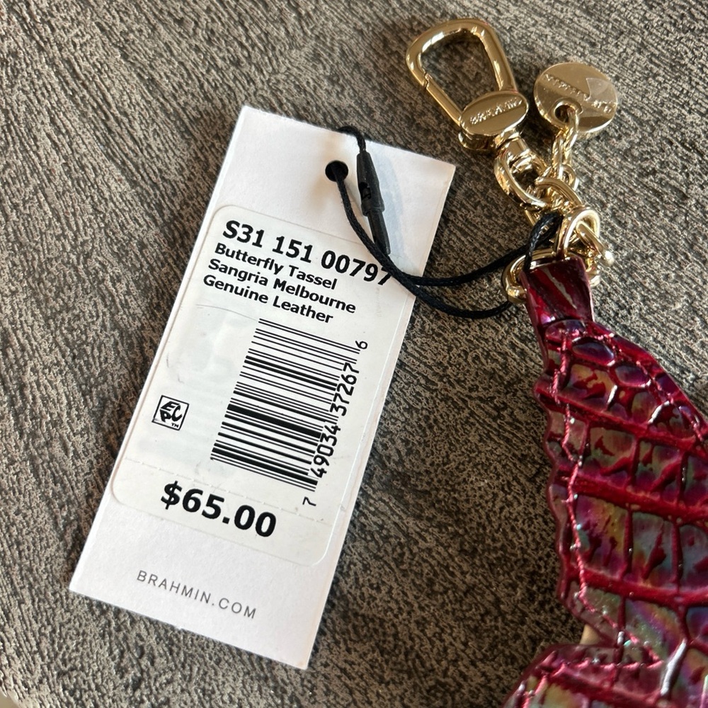 BRAHMIN Sangria Melbourne Butterfly Keyfob Tassel Purse Charm NWT  🦋 - Picture 6 of 6